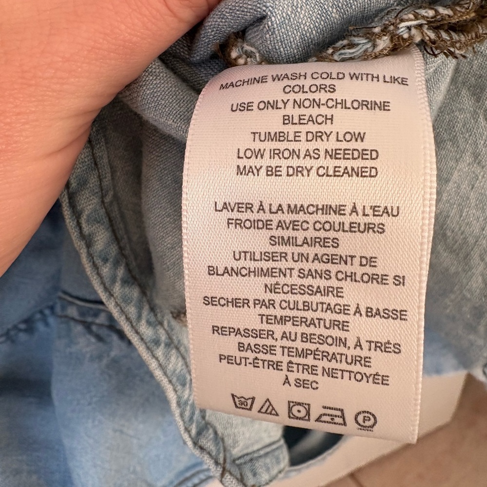 We the Free Oversized Blue Denim Shirt with Pockets - Picture 4 of 5